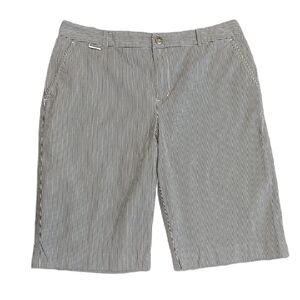 Lauren Ralph Lauren Black White Striped Higher Rise Bermuda Shorts Size 10